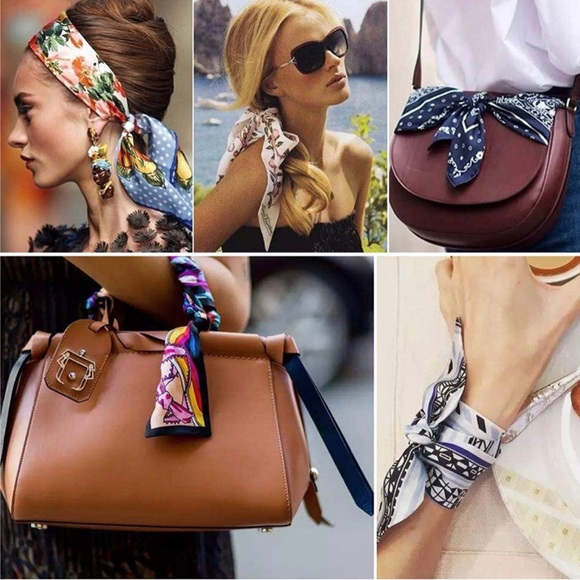 Red White Polka Dot Print Neckerchief Bag Scarf - Picture 5 of 7